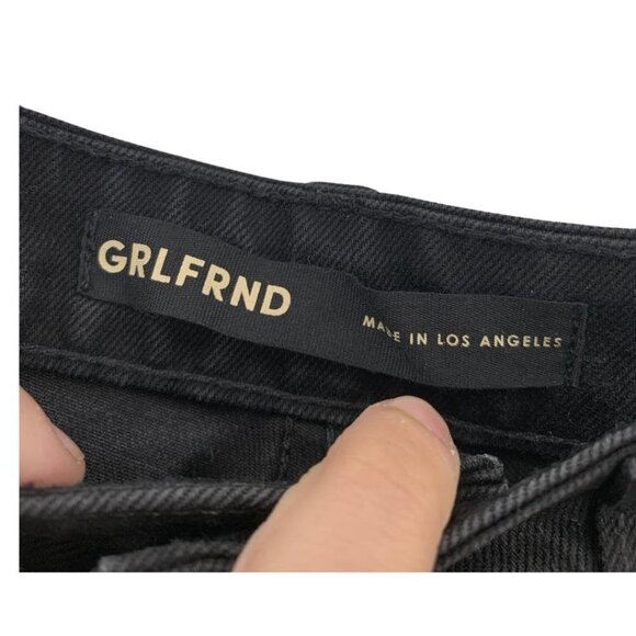 GRLFRND Harlow Black High Rise Slit Coated Denim Bootcut Size 28 - Picture 4 of 11